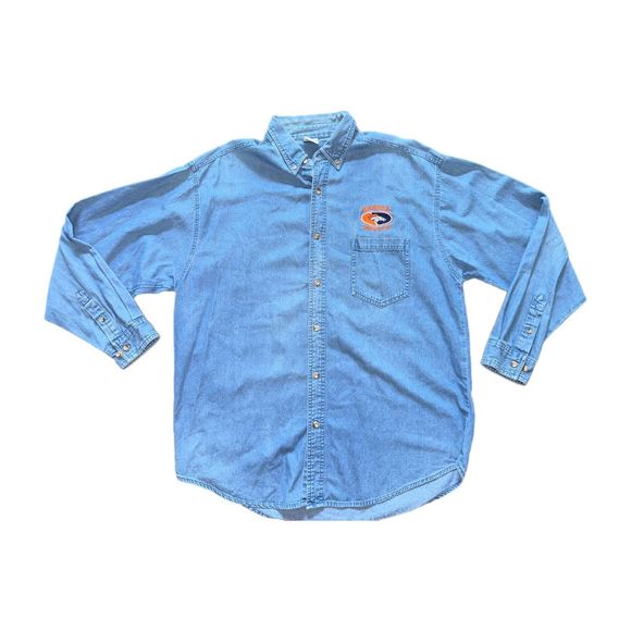 Vintage Denver Broncos Jean Button Up Long Sleeve Shirt - Picture 1 of 4